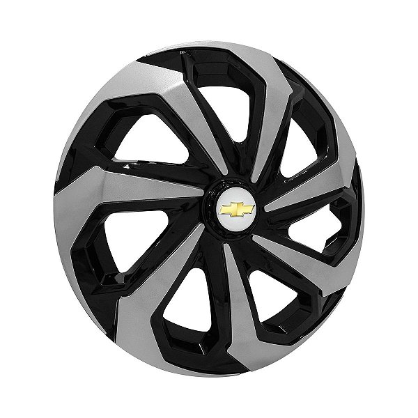 Jogo Calota Esportiva Aro 15 Spider Black/Silver emblema GM Prata