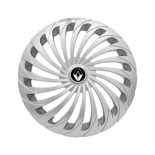 Calota Esportiva Aro 15 Twister Silver emblema Renault Preto