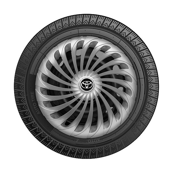 Calota Esportiva Aro 15 Twister Silver emblema Toyota Preto