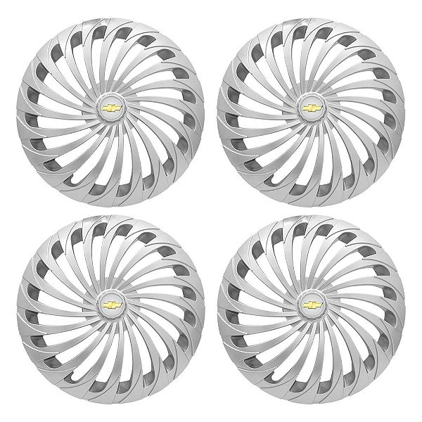 Jogo Calota Esportiva Aro 15 Twister Silver GM Prata