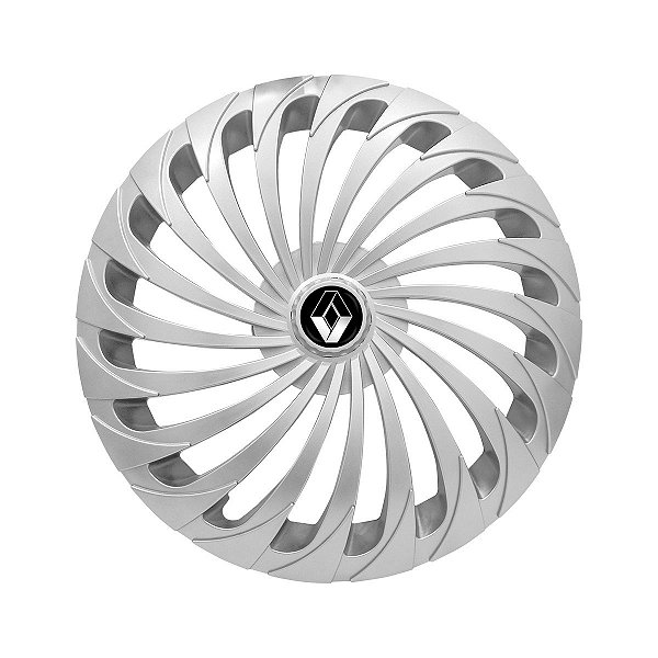 Jogo Calota Esportiva Aro 15 Twister Silver emblema Renault Preto