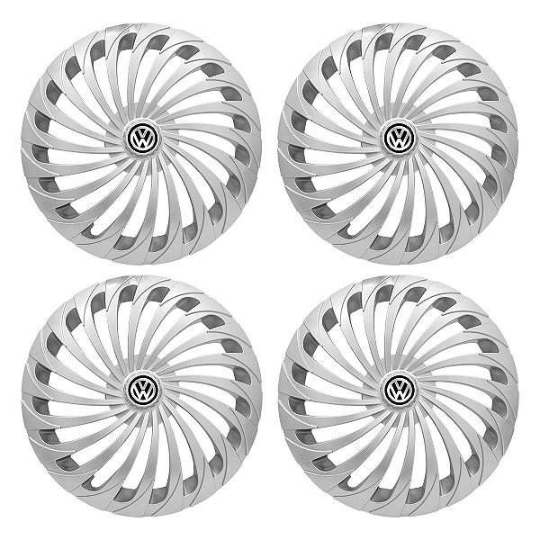 Jogo Calota Esportiva Aro 15 Twister Silver Emblema Volkswagen