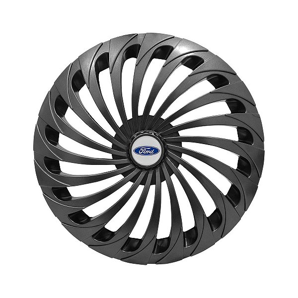 Calota Esportiva Aro 14 Twister Graphite emblema Ford Prata