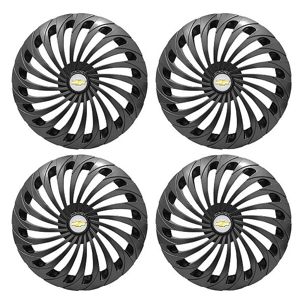 Jogo Calota Esportiva Aro 14 Twister Graphite emblema GM Prata