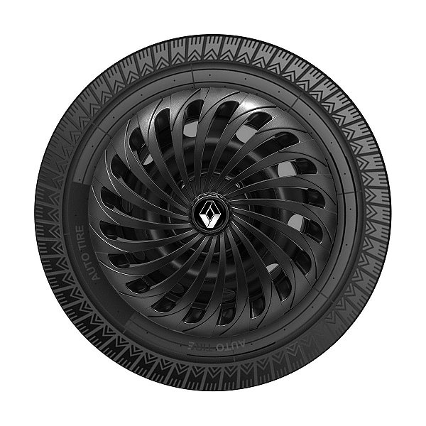 Jogo Calota Esportiva Aro 14 Twister Graphite emblema Renault Preto