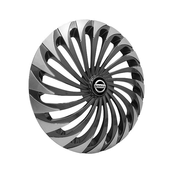 Jogo Calota Esportiva Aro 14 Twister Graphite/Silver emblema Nissan