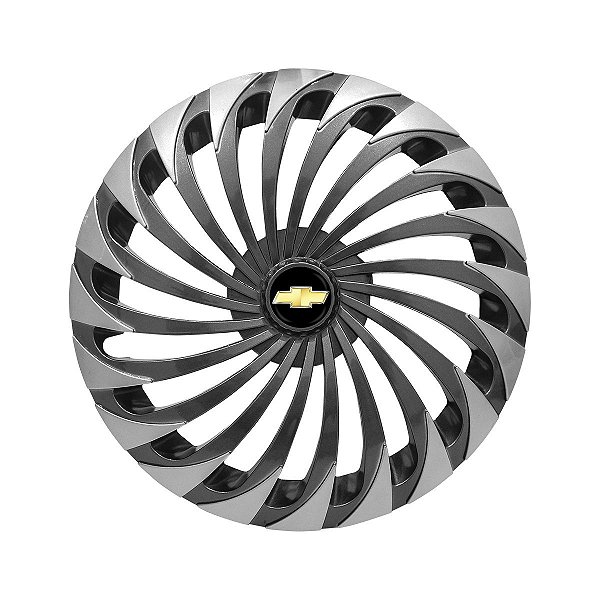 Jogo Calota Esportiva Aro 14 Twister Graphite/Silver emblema GM Preto