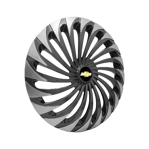 Calota Esportiva Aro 14 Twister Graphite/Silver emblema GM Preto