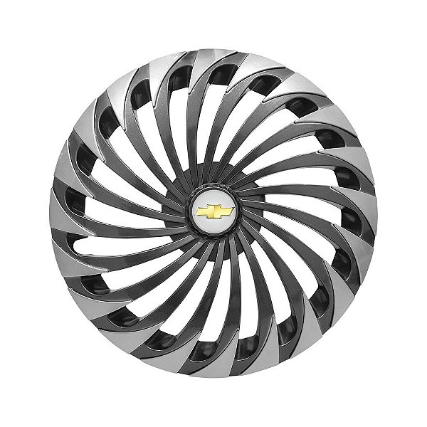 Calota Esportiva Aro 14 Twister Graphite/Silver emblema GM Prata