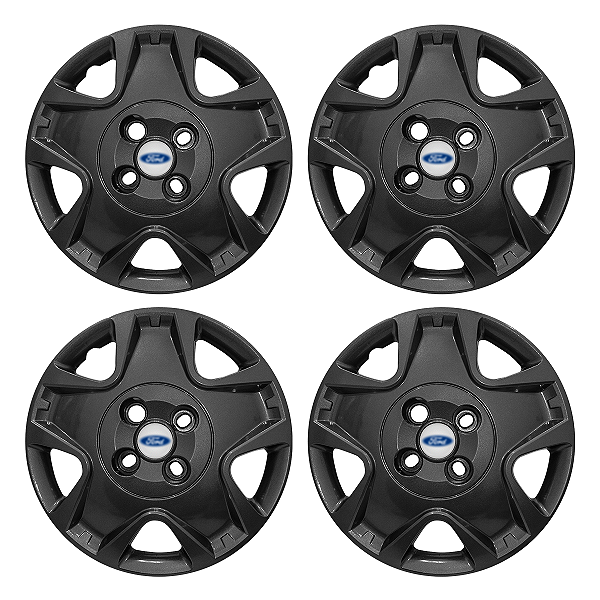 Jogo Calota Aro 14 Ford Fiesta Hatch Sedan 2011/2012 grafite brilhante