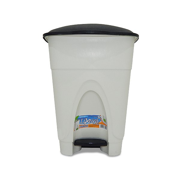 Lixeira 17 Litros Com Pedal Branca Tampa Preta