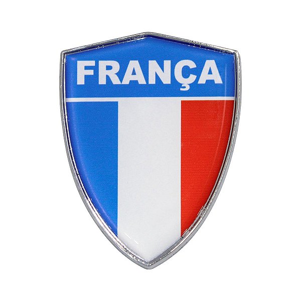 Emblema Escudo Da França Com Moldura Cromada 6 Cm x 4,5 cm
