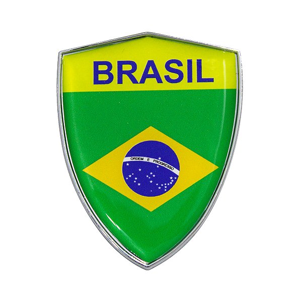 Emblema Escudo Do Brasil Com Moldura Cromada 6 Cm x 4,5 cm