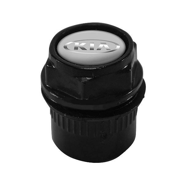 Bicos Capa de Válvula Preto Pneu Emblema Kia Prata