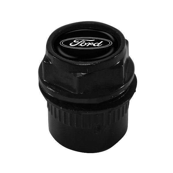 Tampa Bico Valvula Antifurto Pneu Capa Preto Emblema Ford Preto