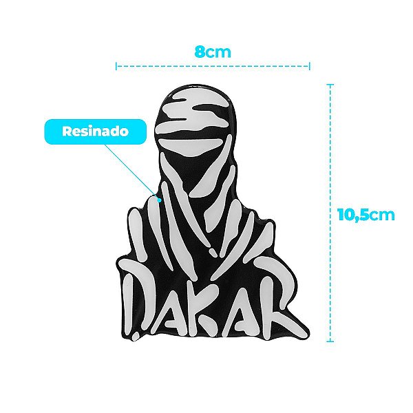 Adesivo Resinado Dakar Branco C/ Fundo Preto 10,5 x 8