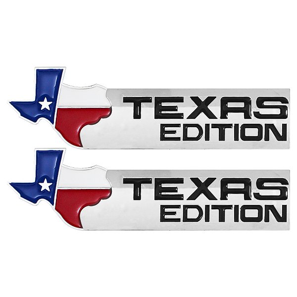 Par Emblema Adesivo Texas Edition Cromado C/ Preto 5 cm x 16 cm