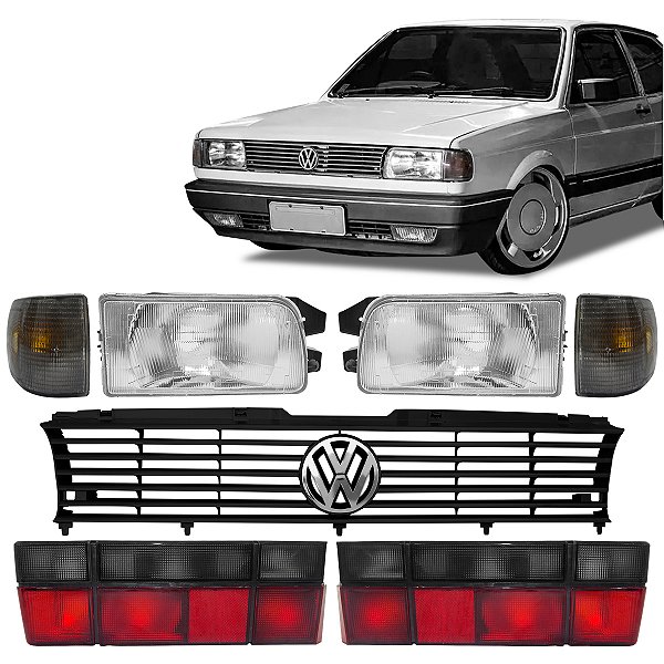 Kit Farol Pisca Lanterna e Grade Completa Gol Quadrado 1991/1994 Fumê