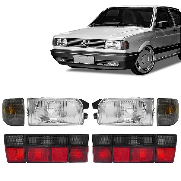 Kit Farol Pisca E Lanterna Traseira Fumê Gol Quadrado 1991/1994