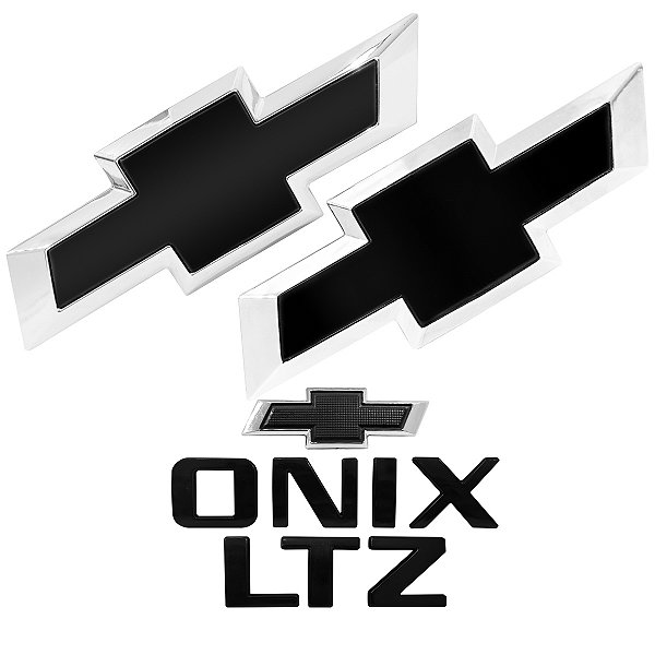 Kit Emblemas Do Onix Grade Volante Mala e Letreiro Onix e LTZ Black Piano