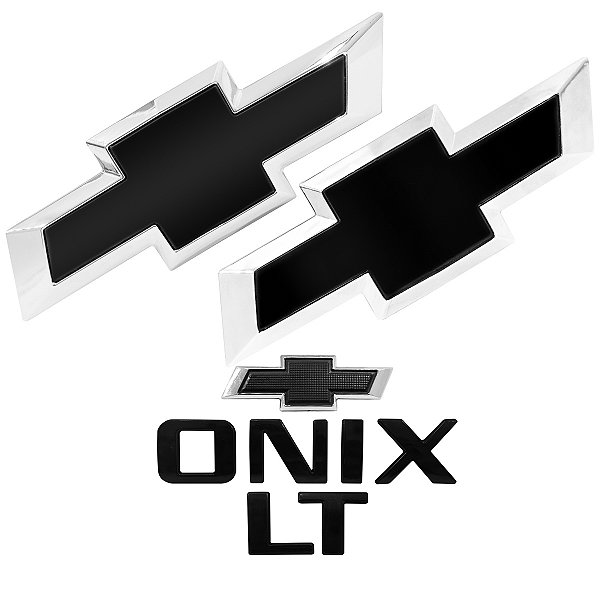 Kit Emblemas Do Onix Grade Volante Mala e Letreiro Onix e LT Black Piano