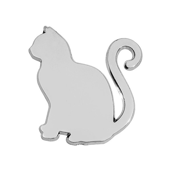 Emblema Adesivo Gato Cromado Carro Moto Capacete Objetos e etc 6x6,5 cm