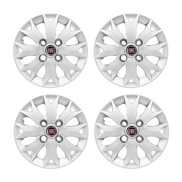 Jogo Calota Aro 13 Prata Palio Fire Economy Flex 2014 Emblema Resinado