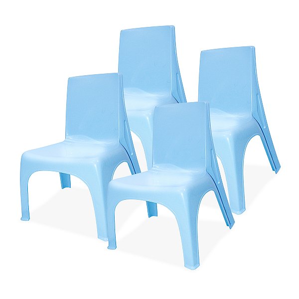 Kit 4 Cadeiras Azul Claro Infantil Kids Playground Quarto Todos Os Ambientes