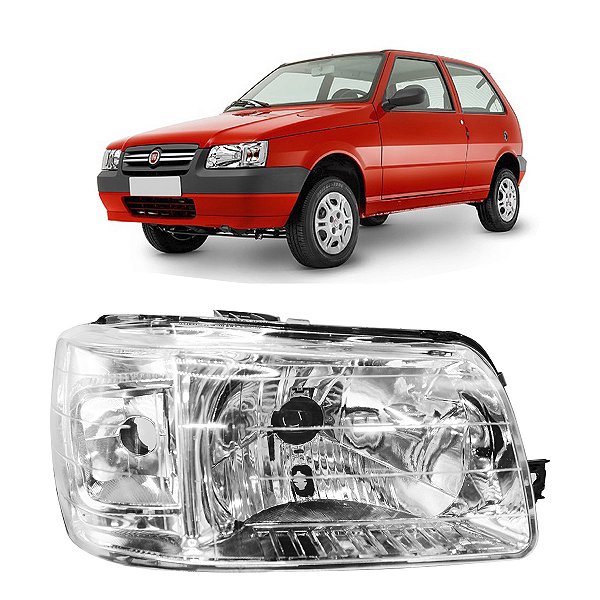 Farol Uno Fiorino 2004/2012 Máscara Cromada Lente Policabornato