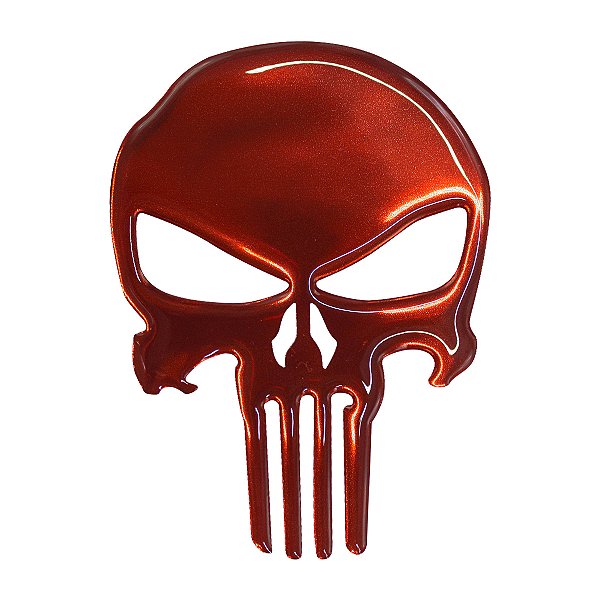ADESIVO AUTO COLANTE CAVEIRA JUSTICEIRO RESINADA VERMELHO