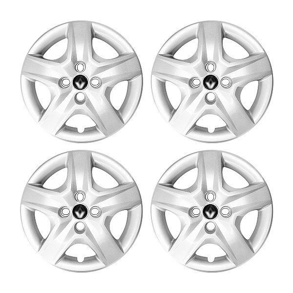 Jogo Calota Aro 15 Sandero/logan 2021 Prata Emblema Resinado