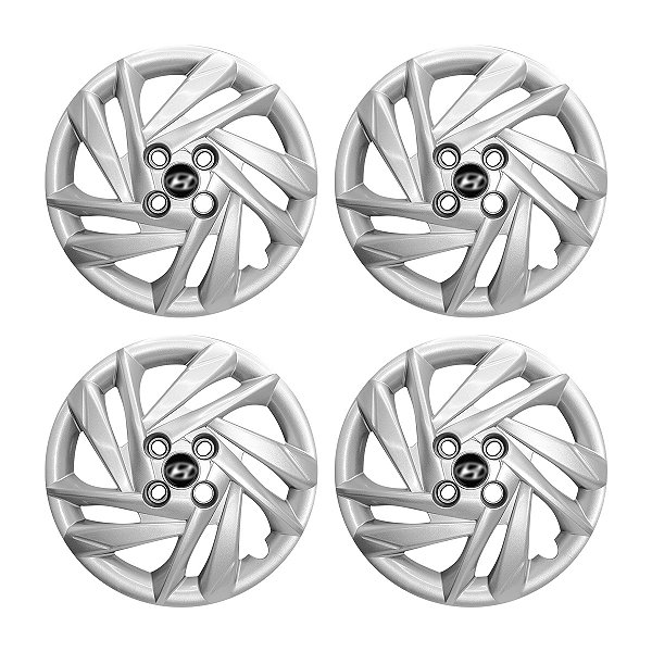 Jogo Calota Aro 15 Hb20 22/23 Prata Emblema Preto Resinado