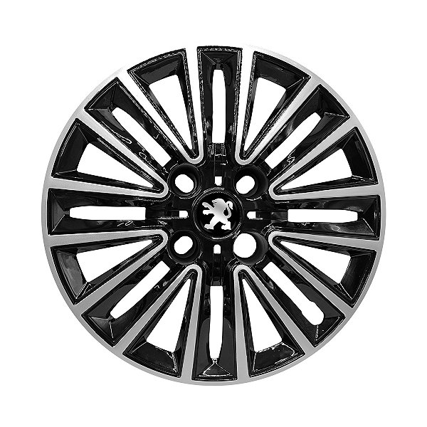 Calota Aro 15 Peugeot 2008 15/20 Preta Brilhante Com Prata
