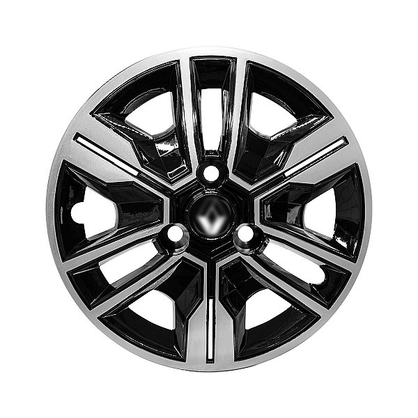 Calota Aro 14 Kwid Outsider 2024 (Preta Brilhante C/ Prata)