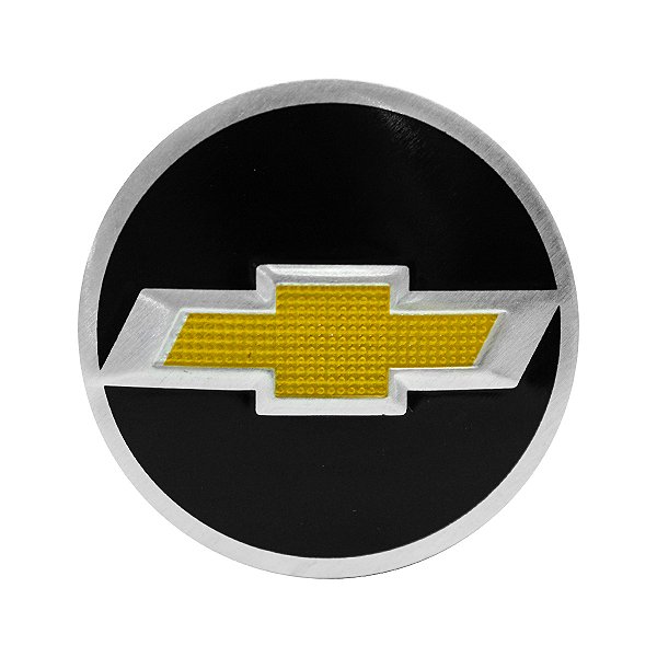 Calota Centro Roda Emblema Binno Com Emblema GM Preto 56mm