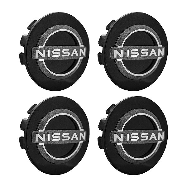 Jogo Calota Meio Roda Logo Novo Nissan Kicks 2016 Até 2024 51mm Preta