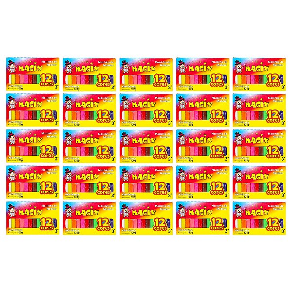 Kit 25 Massinha De Modelar 12 Cores Magix 130g Multicolor