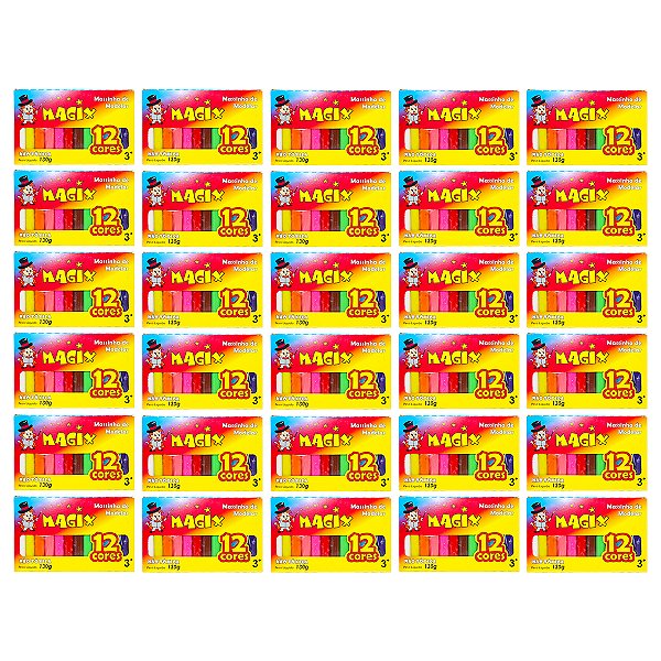 Kit 30 Massinha De Modelar 12 Cores Magix 130g Multicolor
