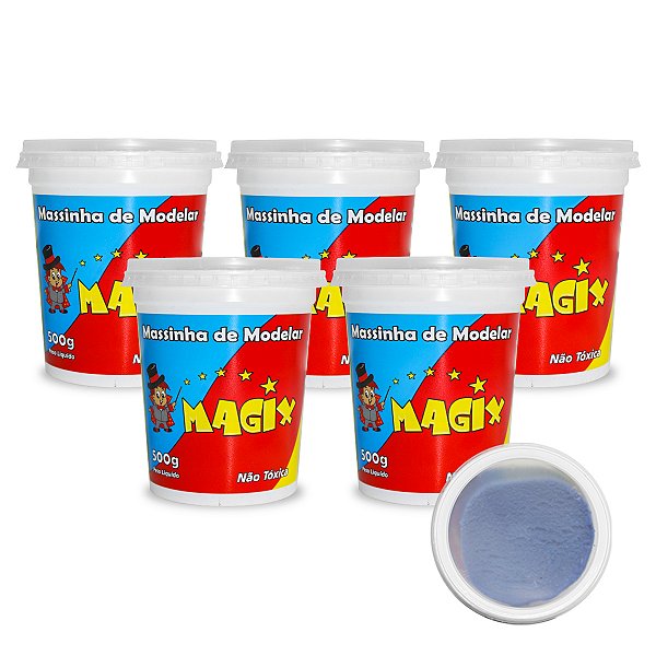 Kit 5 Potes Massa Massinha de Modelar Infantil  500g Escolar