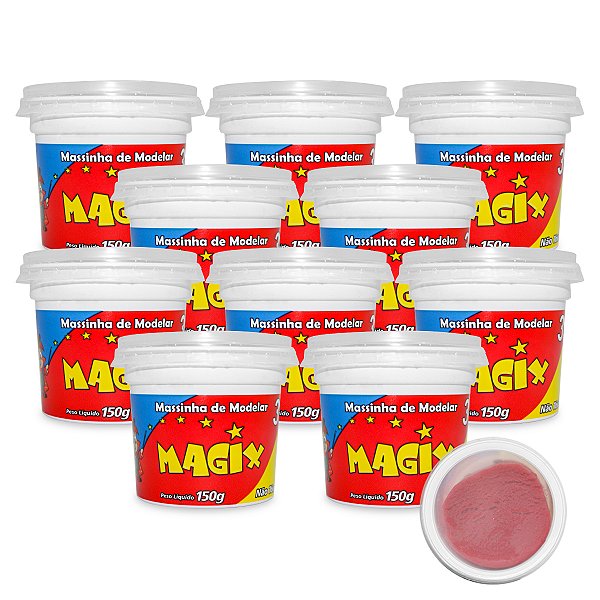 Kit 10 Potes Massa Massinha de Modelar Infantil 150g Escolar