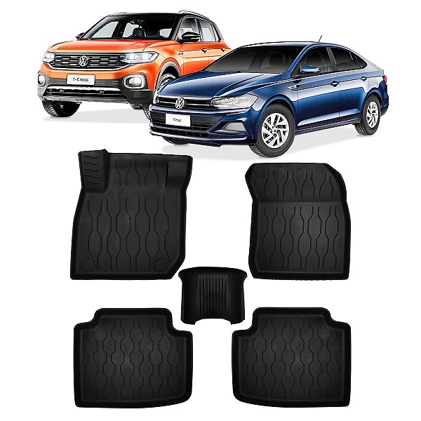 Kit Tapete Elevado 5 Peças Bandeja Vw T-Cross Virtus 19 á 25