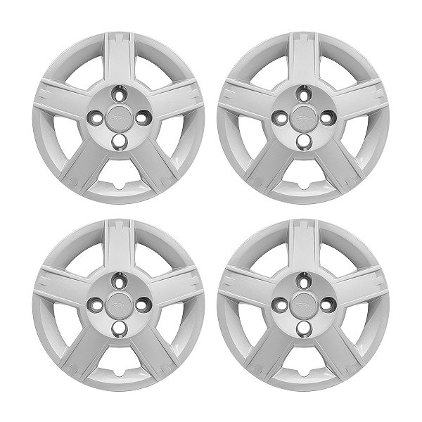 Jogo Calota Aro 14 Fiesta Hatch Sedan 2008 2009 2010 Prata