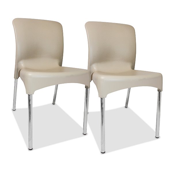 2 Cadeiras plástica Sec Line Nude com pés de Alumínio Todos Ambientes