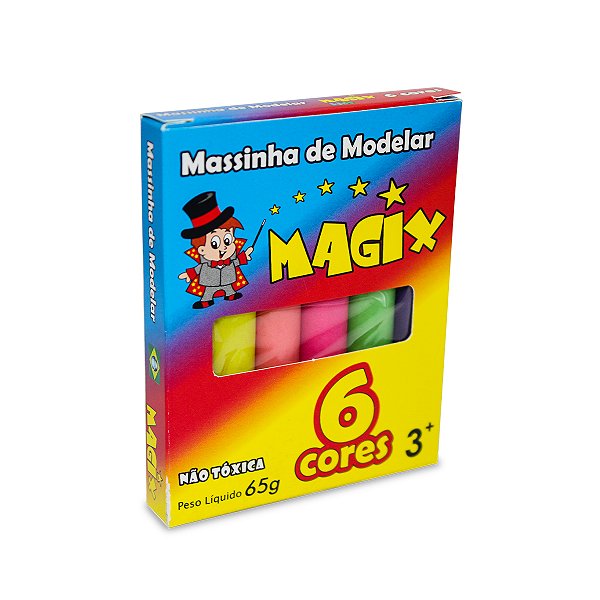 Massinha De Modelar Infantil Escolar 6 Cores Magix 65g