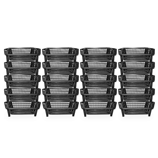 20 Cesto Expositor Organizador Empilhável 16 Litros Preto