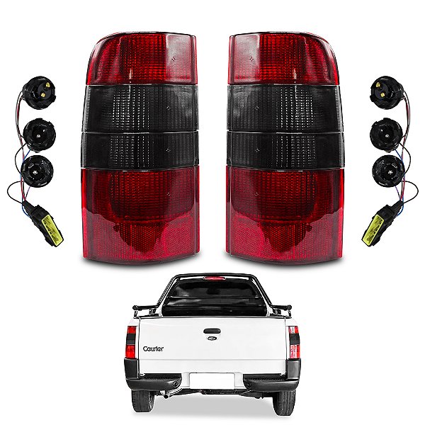 Kit Courier 1996/2009 Par Lanternas Traseiras Fumê + Chicote