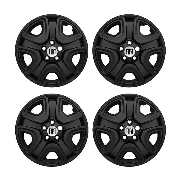 Jogo Calota Aro 16 Fiat Toro 2021/... Preto Fosco C/Emblema