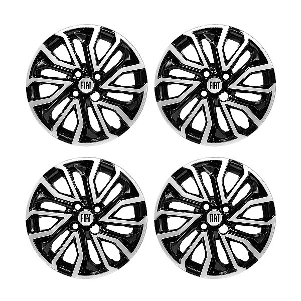 Jogo Calota Aro 15 Fiat Argo Cronos 2022/... Preto C/Prata