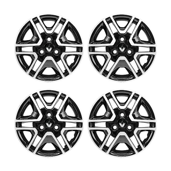 Jogo Calota Aro 14 Kwid 2018/2019 Preta Brilhante C/Prata