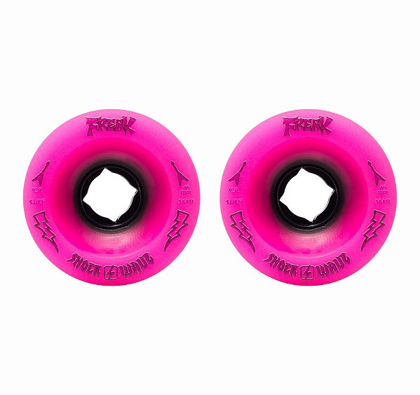 Freak Surfskate | Par de Rodas | Modelo: 2 Shock Wave 92A 65mm na cor Rosa.